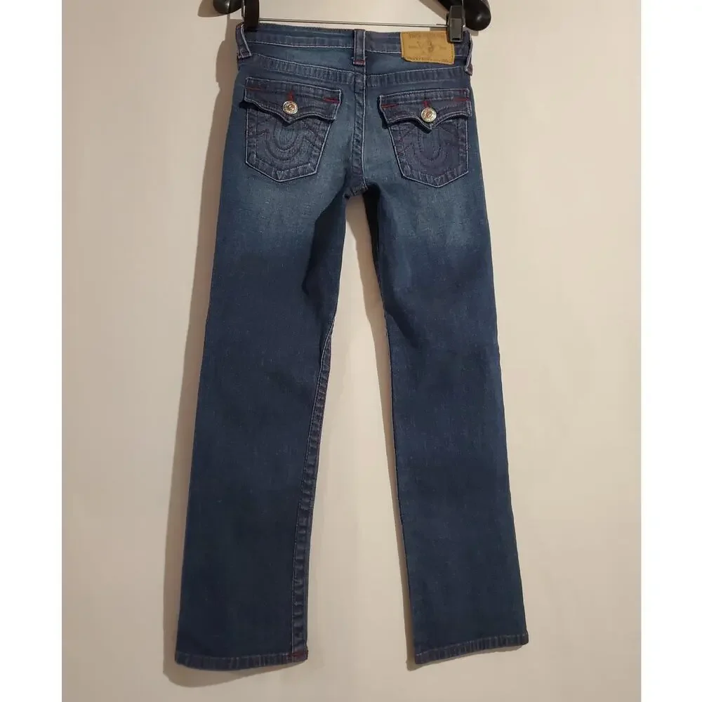 True Religion Kids SE Straight Flap Pocket Dark Wash Jeans Size 8 Youth Unisex